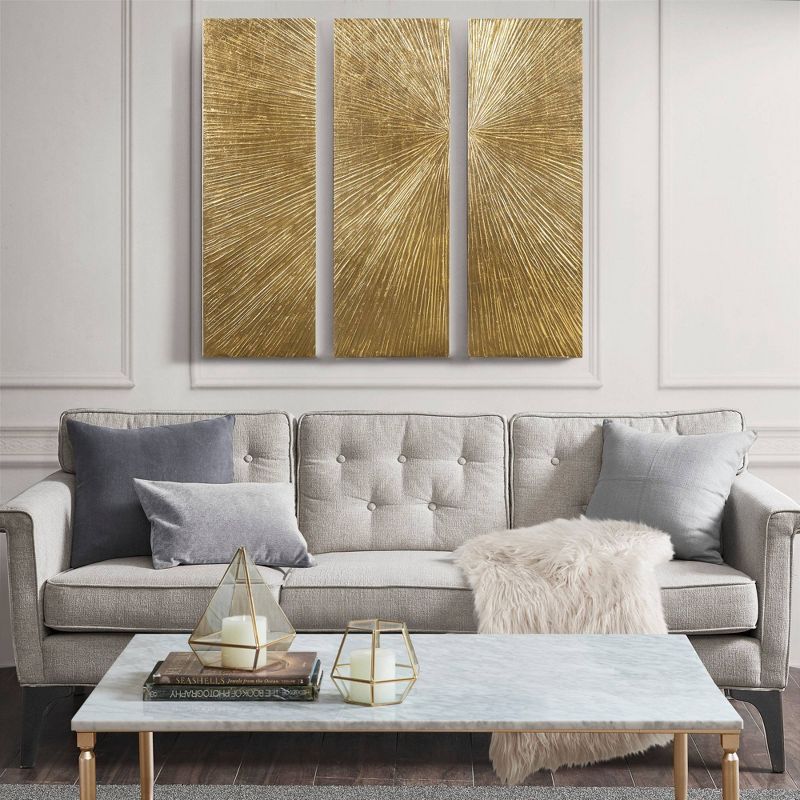 Madison Park (Set of 3) 15"x45" Sunburst Hand Painted Triptych Dimensional Resin Wall Art Set, 3 of 12