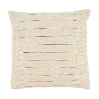 Textured Striped Throw Pillow Cover Natural - Saro Lifestyle