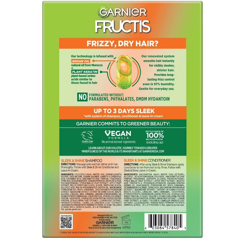 Garnier Fructis Active Fruit Protein Sleek &#38; Shine Shampoo &#38; Conditioner Twin Pack - 24.5 fl oz, 6 of 11