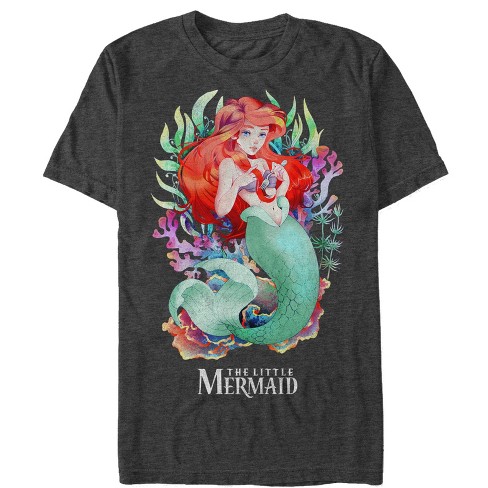 Men's The Little Mermaid Artistic Ariel T-Shirt - Charcoal Heather - 2X  Large