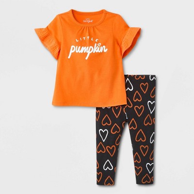 Baby Girls' 2pc 'Little Pumpkin' Short Sleeve Top & Bottom Set - Cat & Jack™ Orange 0-3M