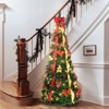 7.5 FT Pop-Up Christmas Tree with 200 Warm White UL Lights Pre-Decorated with Red Gold Ornaments Flowers Ribbons and Bows - 2 of 4