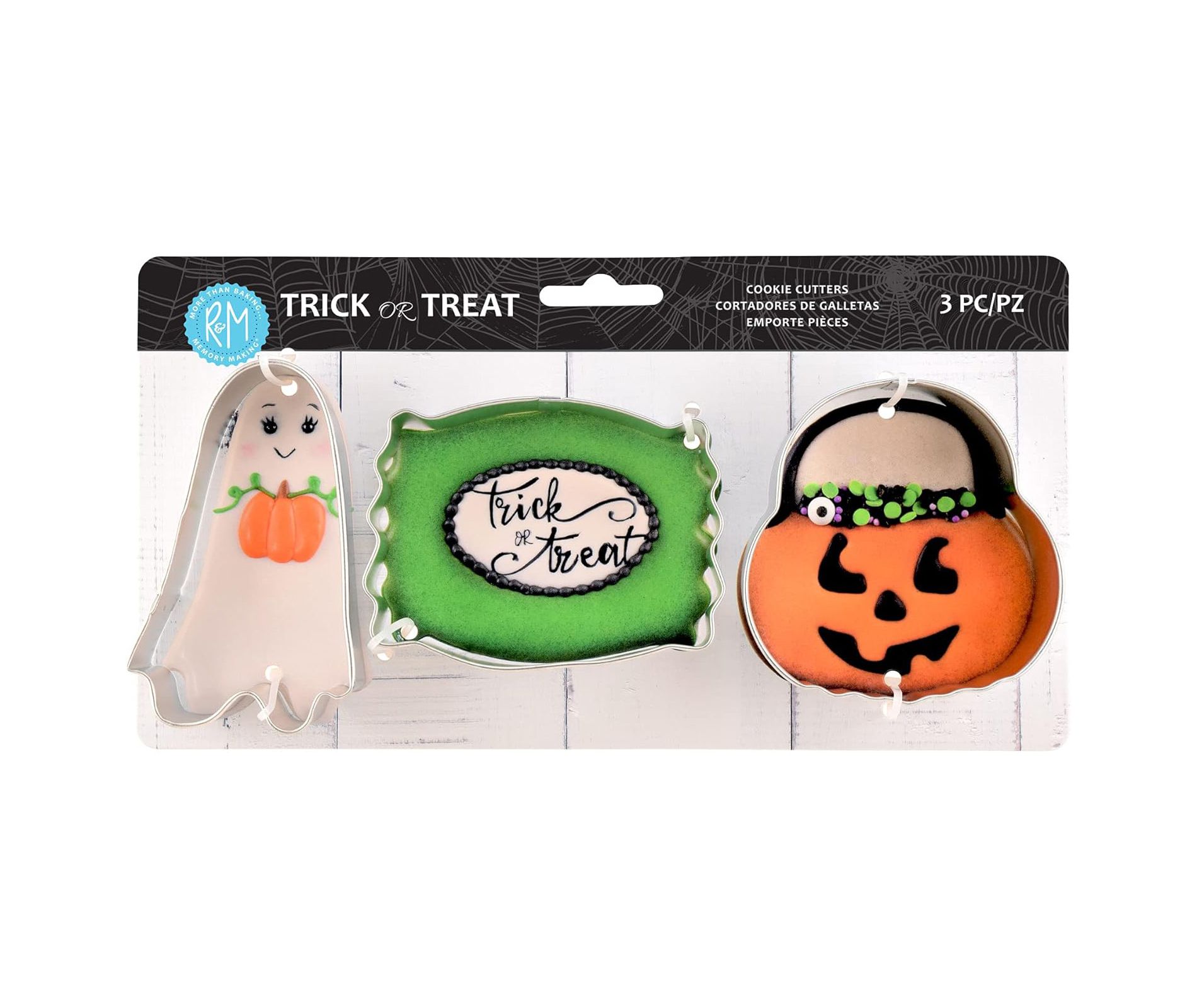 R&M International Halloween 3 Piece Cookie Cutter Set with Candy, Pumpkin, and Ghost