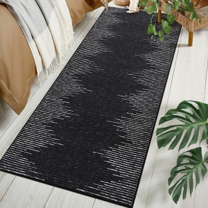 2x6 Hallway Runner Rug Low Pile Machine Washable Rugs Modern Stripe Geometric Foldable Minimalistic Carpet with Rubber Backing for Entryway Hallway - 1 of 4