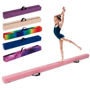 Costway 8 FT Folding Gymnastic Beam with Anti-slip Base Pine Wood Frame Carrying Handle Blue/Beige/Pink/Dark Purple/Purple/Multicolor - 1 of 4