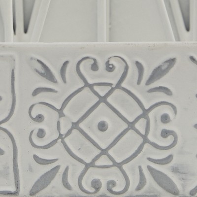 White Distressed Metal Napkin Holder with Glass Salt & Pepper Shakers