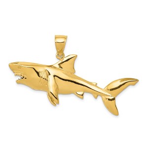 Black Bow Jewelry 14k Yellow Gold 3D Shark Pendant - 1 of 4