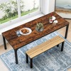 Lirago Brown 78" Rectangular Dining Table E1 Particle Board Metal Frame 27.5x78.7x29.5 6-8 Seater Kitchen Table - 4 of 4