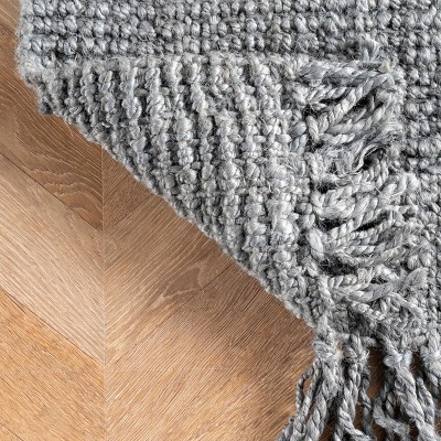 Handmade Braided Jute 4' x 6' Reversible Area Rug in Gray
