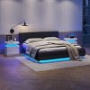 Streamdale Modern Nightstand with LED and 2 Drawers (White Stone) - 3 of 4
