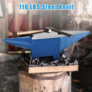Single Horn Anvil, Cast Iron Anvil Blacksmith Withstands Heavy Blows, Jewelers Metalsmith Tools and Equipment,blue 110 lbs (50kg) - 1 of 4