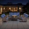 Belord Brown Wicker 7 Piece Patio Furniture Set with 5" Thick Cushions, Outdoor Fire Pit Table Set with Swivel Gliding Rocker Chairs and Club Chairs - 3 of 4