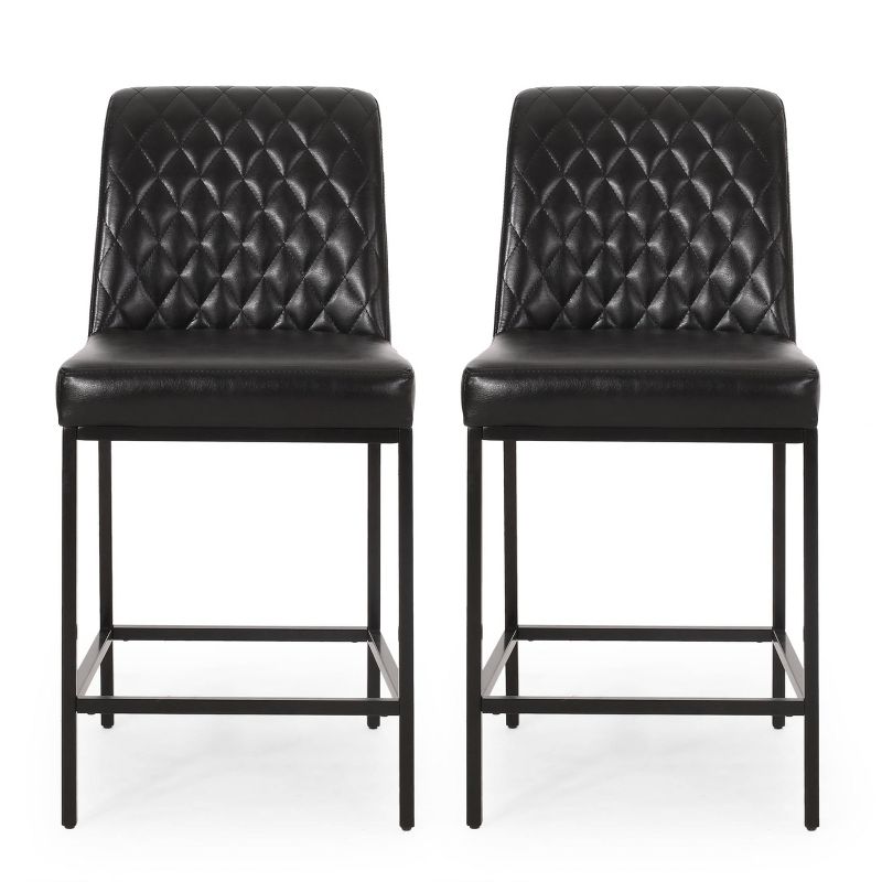 2pc Osgood Contemporary Diamond Stitch Counter Height Barstools - Christopher Knight Home, 1 of 12