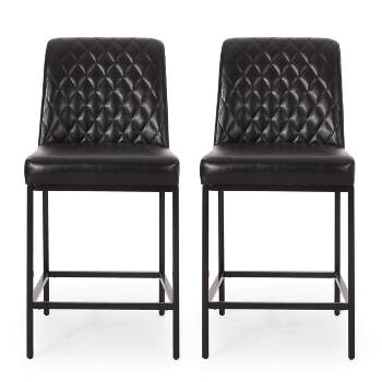 2pc Osgood Contemporary Diamond Stitch Counter Height Barstools - Christopher Knight Home