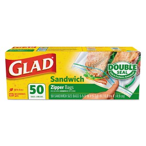 Glad Sandwich Zipper Bags, 6.63" x 8", Clear, 600/Carton - 1 of 4