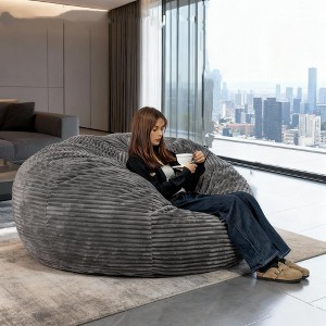 Hooseng Bean Bag Chair, Soft Bean Bag Chair with Filler and Armrests, Lazy Sofa Comfy Chair, Stuffed Big Accent Sofa Chair, Grey - 1 of 4
