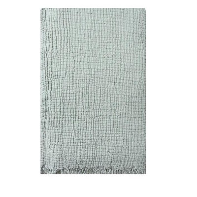 Sussex Home Muslin Blanket 4 Layers, Soft Bedspread, 100% Turkish Cotton Muslin Bed Cover, Reversible Coverlet, Green, 91x95, Queen Size — фото 4