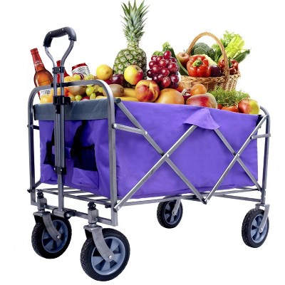 Folding Wagon, Heavy Duty Utility Beach Wagon Cart for Sand