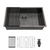 Gunmetal Black Kitchen Sink - 30inx 18inx 9in Undermount Singel Bowl Kitchen basin 16 Gauge Stainless Steel with 9 Inch Deep - 2 of 4