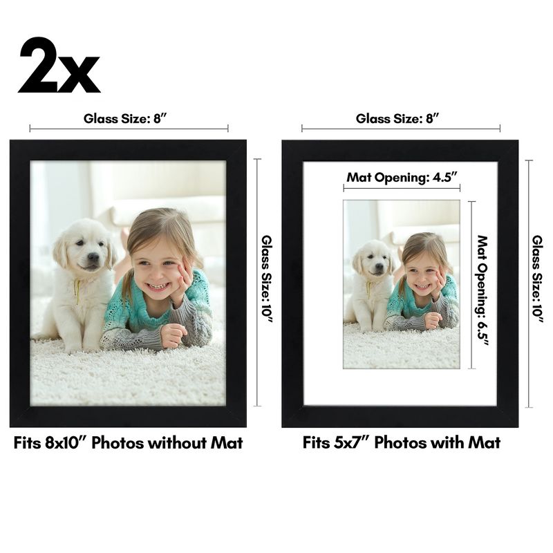 Americanflat Picture Frame with Mat - Wood with Glass Cover (2 Pack), 2 of 7