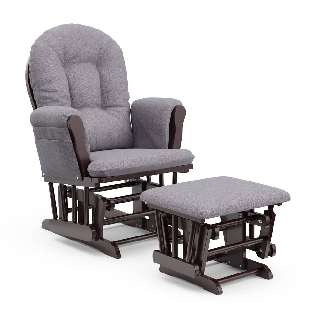 Photos - Rocking Chair Storkcraft Hoop Glider and Ottoman - Espresso Frame/Slate Gray Swirl Fabri