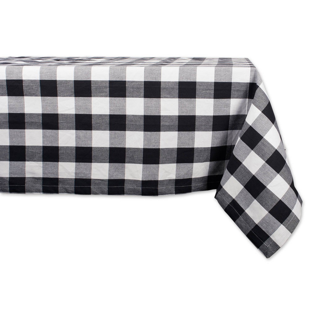 Image of "104""x60"" Buffalo Check Tablecloth Black/White - Design Imports"