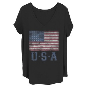 Women's Lost Gods Fourth of July Vintage American Flag T-Shirt - 1 of 4