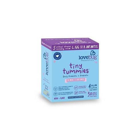 Lovebug Tiny Tummies 30 Count 0 6 Months Baby Probiotics Packets