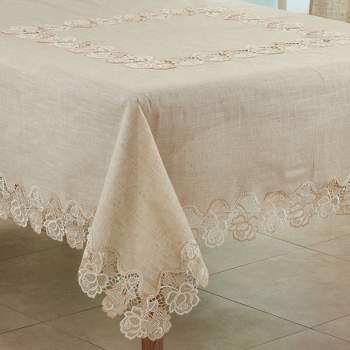 White Lace Tablecloth for Rectangular Tables, Vintage Style
