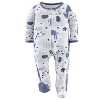 The Peanutshell Blue Safari Footed Baby Sleepers for Boys, 3-Pack, Newborn to 9 Months - image 4 of 4