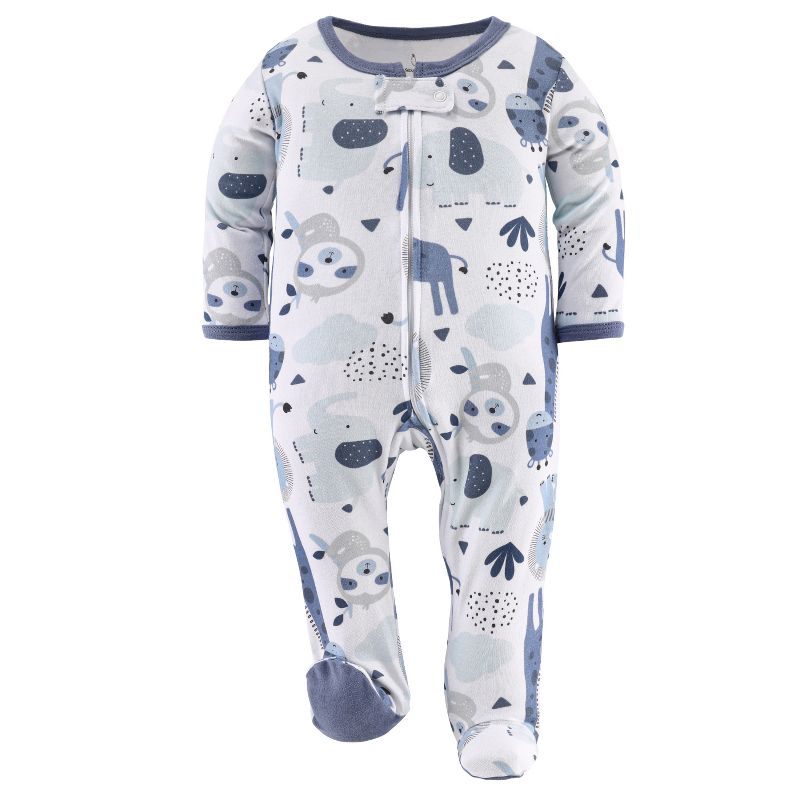 The Peanutshell Blue Safari Footed Baby Sleepers for Boys, 3-Pack, Newborn to 9 Months, 5 of 8