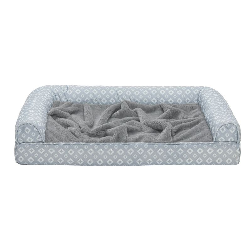 FurHaven Plush Fur & Diamond Print Nest-Top Full Support Orthopedic Foam Sofa Dog Bed, 2 of 4