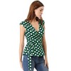 Allegra K Women's V Neck Sleeveless Self Tie Wrap Front Dotted Blouse - 2 of 4