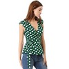 Allegra K Women's V Neck Sleeveless Self Tie Wrap Front Dotted Blouse - image 2 of 4