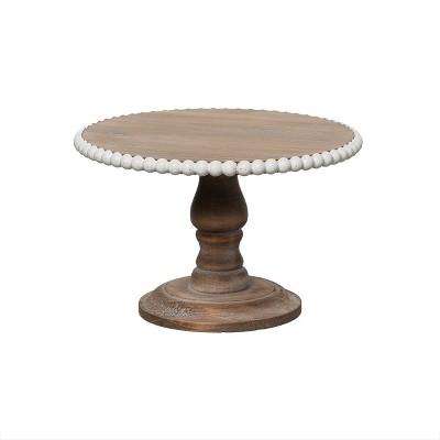 VIP Wood 8 in. Brown Serving Stand with Beaded Accent
