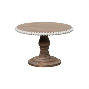 VIP Wood 8 in. Brown Serving Stand with Beaded Accent - 1 of 2