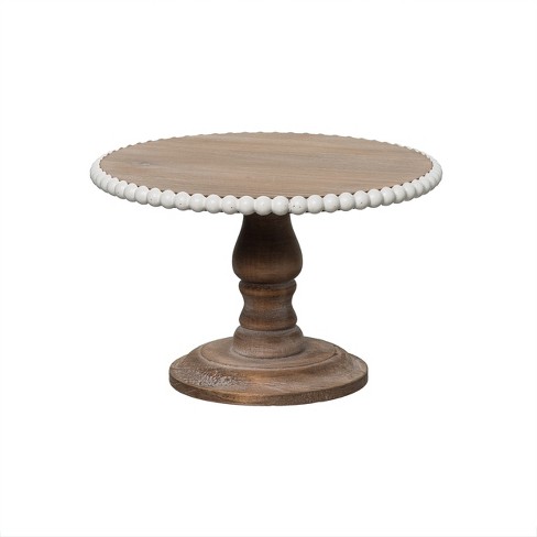 VIP Wood 8 in. Brown Serving Stand with Beaded Accent - image 1 of 2