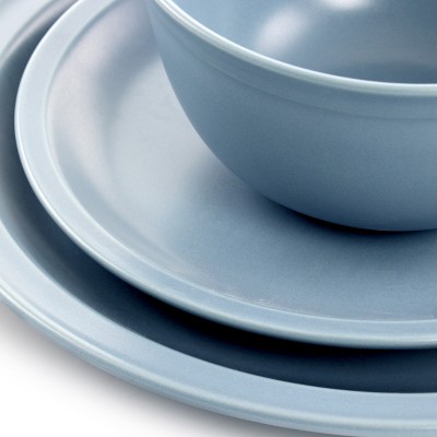 Blue Ceramic 12-Piece Round Dinnerware Set for Four