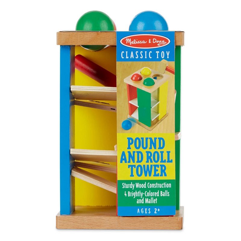 Melissa &#38; Doug Deluxe Pound and Roll Wooden Tower Toy With Hammer, 4 of 14