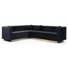 Luxurious 100.8 Velvet Upholstered L-Shaped Corner Sectional Sofa with Vertical Channel Tufting, Gold Base, and 4 Pillows - 4 of 4