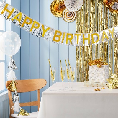 happy Birthday Party Banner White/gold - Spritz™ : Target