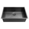 Alwen 30 x 21 Inch Brushed Stainless Steel Single Bowl Undermount Kitchen Sink with Rinse Rack and Roll Up Dish Drying Rack, Gunmetal Black - 2 of 4