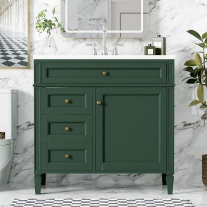 36''W Bathroom Vanity with Top Sink, Modern Bathroom Storage Cabinet with 2 Drawers and a Tip-out Drawer - ModernLuxe - 1 of 4