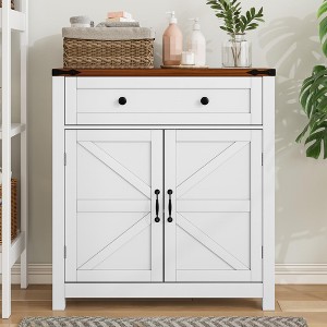 Farmhouse Kitchen Sideboard Buffet Cabinet with Drawer, Adjustable Shelf, Barn Doors for Kitchen, Dining Room, Entryway - 1 of 4