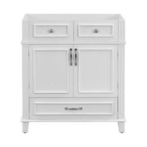 YOOCOZZ Wooden Retro Bathroom Vanity with Ceramic Sink, Storage Cabinet and Drawers - 1 of 4