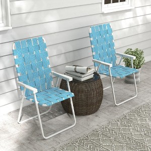 Maggift Patio Accent Chairs Set of 2, Outdoor Chair with Breathable Sling Fabric for Lawn, Garden and Porch, Blue, 22.5"*22.5"*37" - 1 of 4