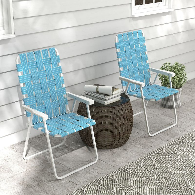 Outsunny Patio Folding Chairs, Classic Outdoor Camping Chairs, Portable Lawn Chairs w/ Armrests, 3 of 7