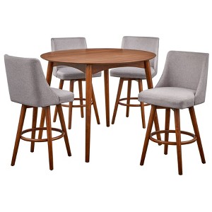 5pc Derby Counter Height Dining Set Walnut/Gray - Lifestorey - 1 of 4