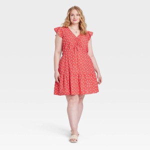 Women's Flutter Short Sleeve Mini Skater Dress - Universal Thread™ - 1 of 3