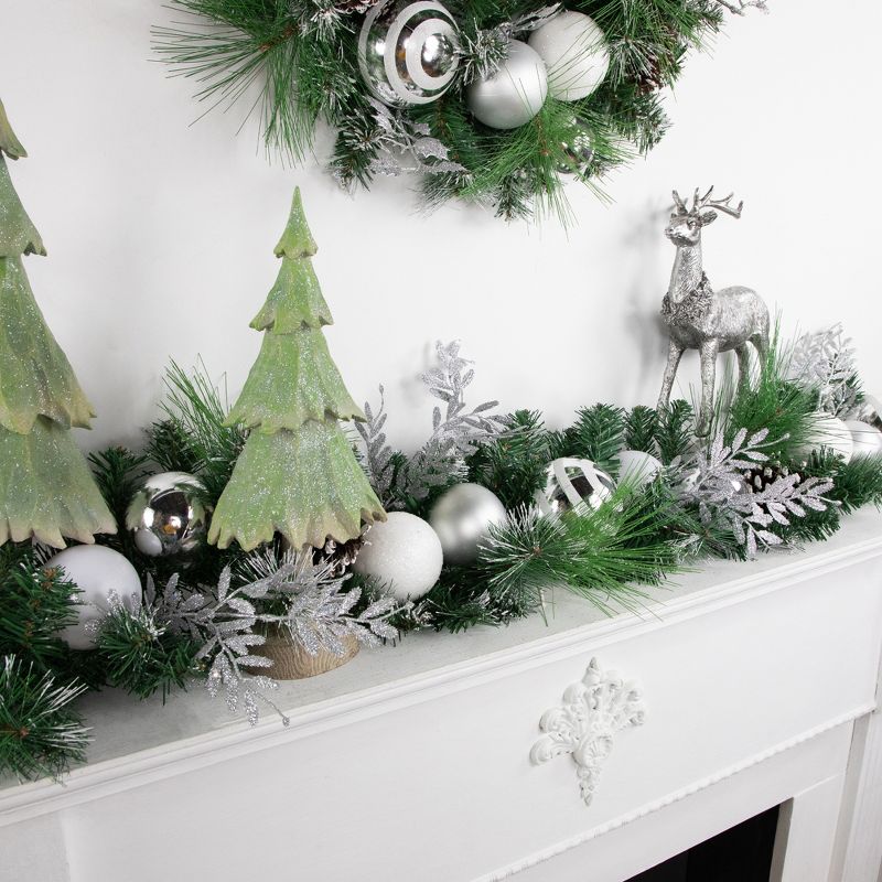 Northlight 6' Green Pine Needle Garland with Pinecones and Striped Christmas Ornaments, Unlit, 3 of 7